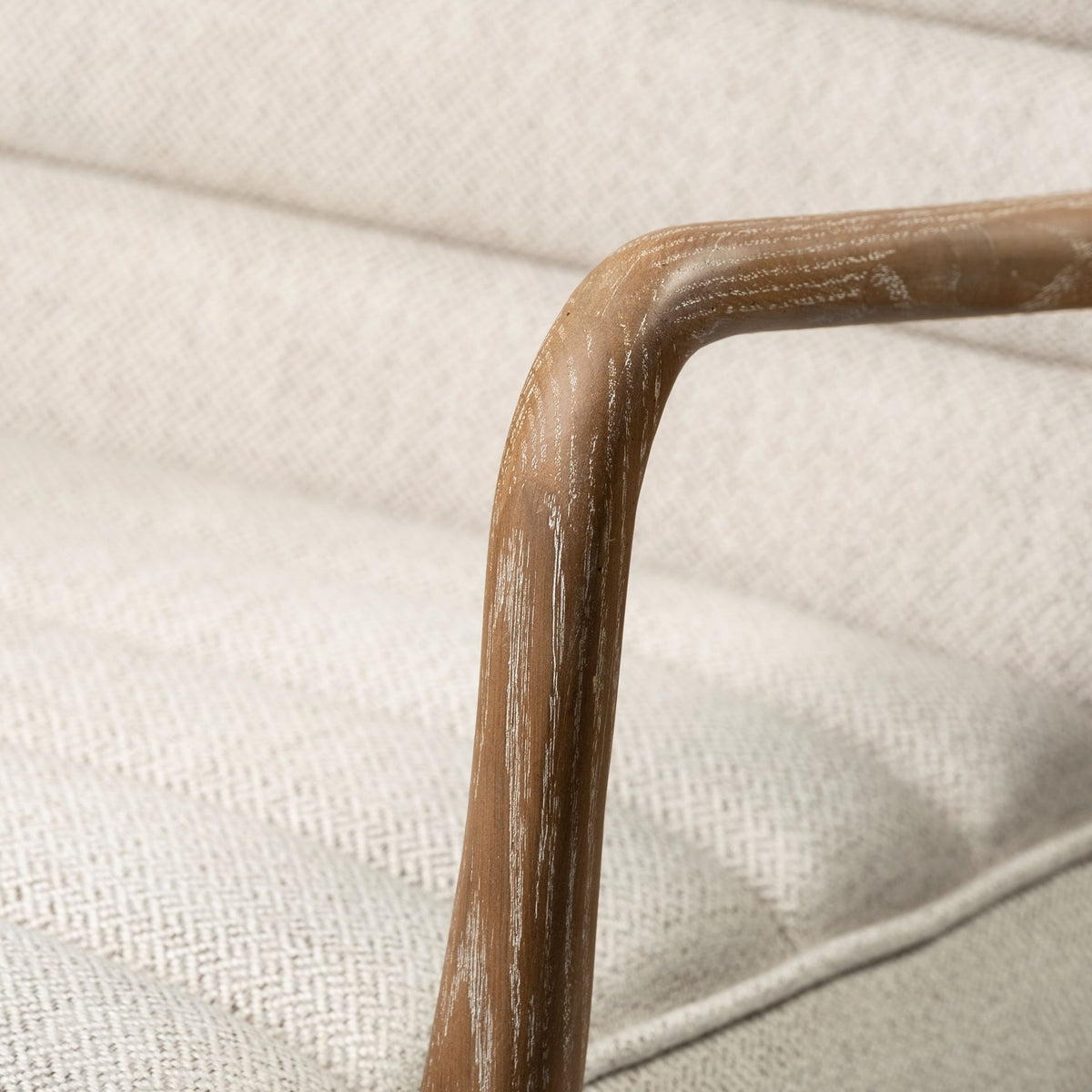 Ajax II Cream Fabric Accent Chair - Brown Wood Frame-Accent Chairs-DECOROLALA