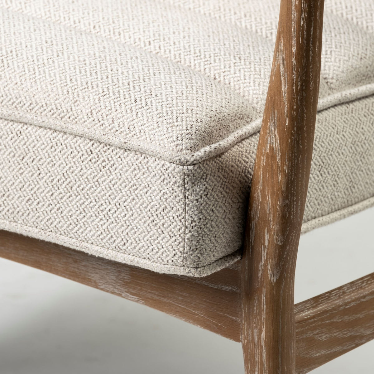 Ajax II Cream Fabric Accent Chair - Brown Wood Frame-Accent Chairs-DECOROLALA