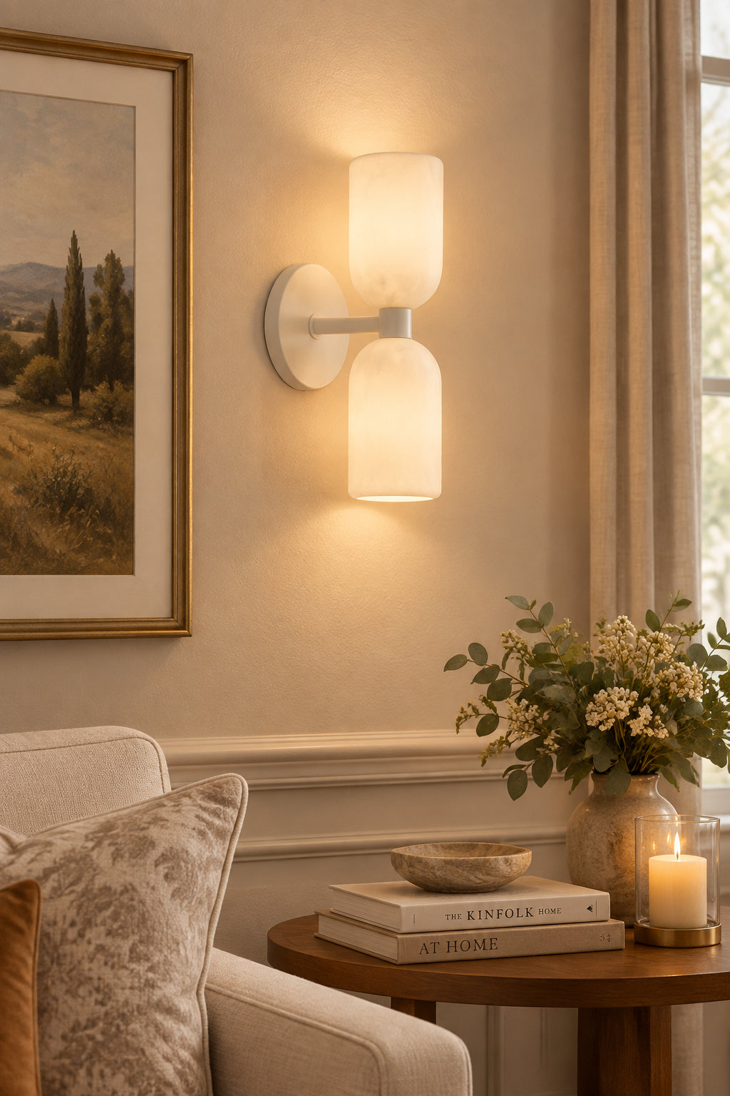 Akira 11.2" Off-White 2-Light Wall Sconce-Wall Sconces-DECOROLALA