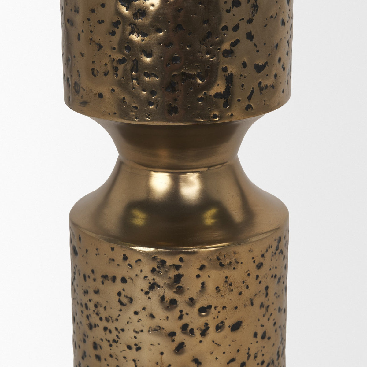 Akira Large Hammered Gold Metal Pillar Candle Holder-Table Candle Holders-DECOROLALA