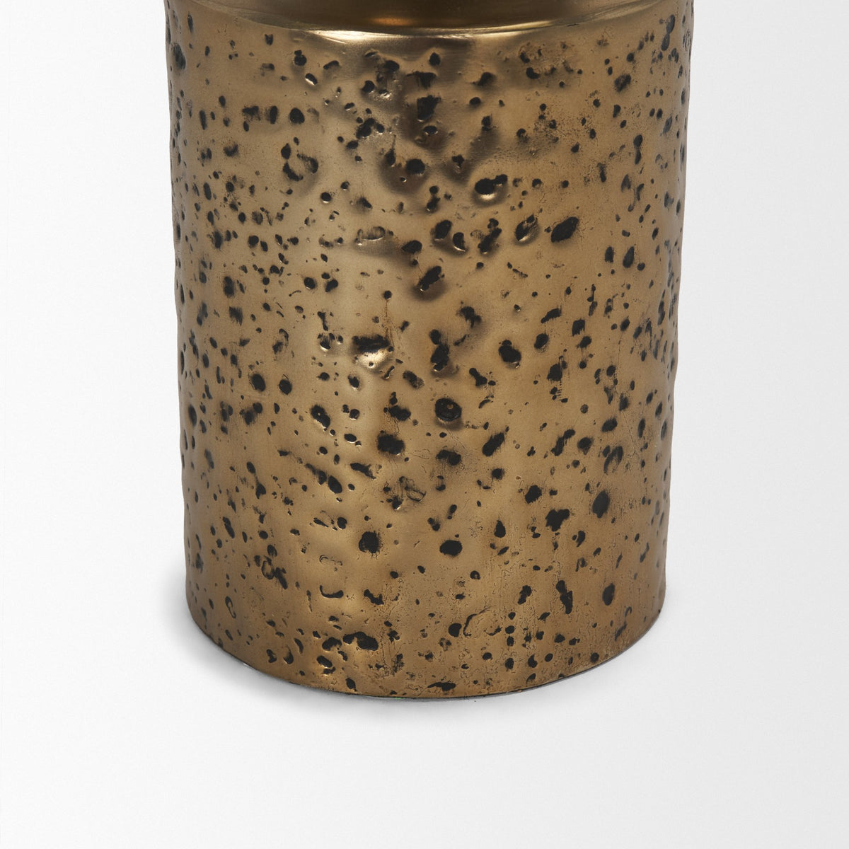 Akira Large Hammered Gold Metal Pillar Candle Holder-Table Candle Holders-DECOROLALA