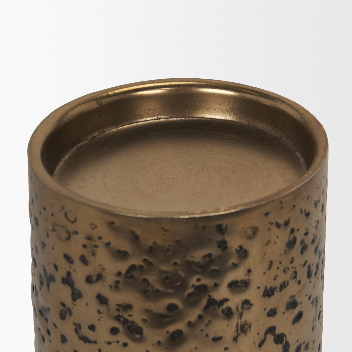 Akira Large Hammered Gold Metal Pillar Candle Holder-Table Candle Holders-DECOROLALA