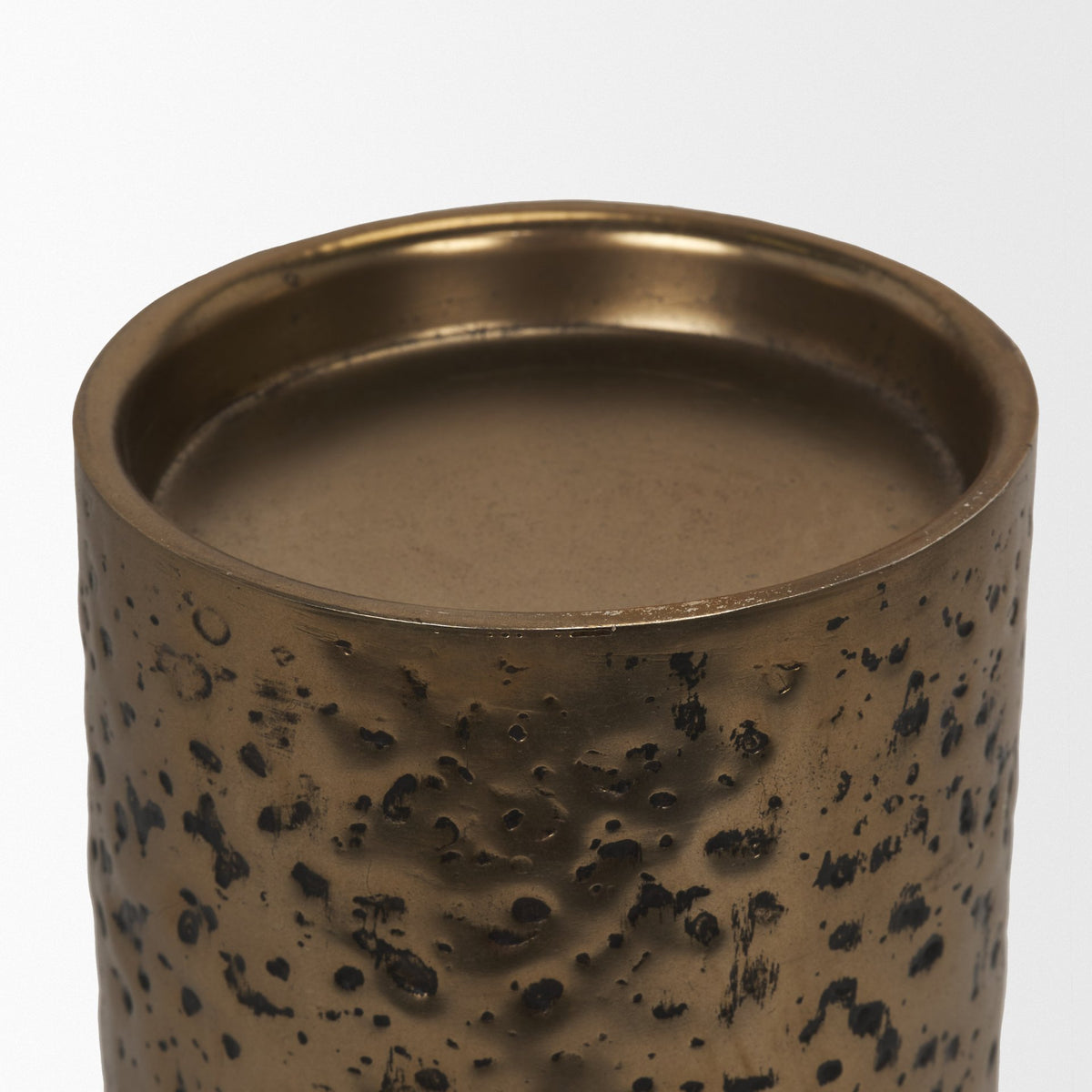 Akira Large Hammered Gold Metal Pillar Candle Holder-Table Candle Holders-DECOROLALA