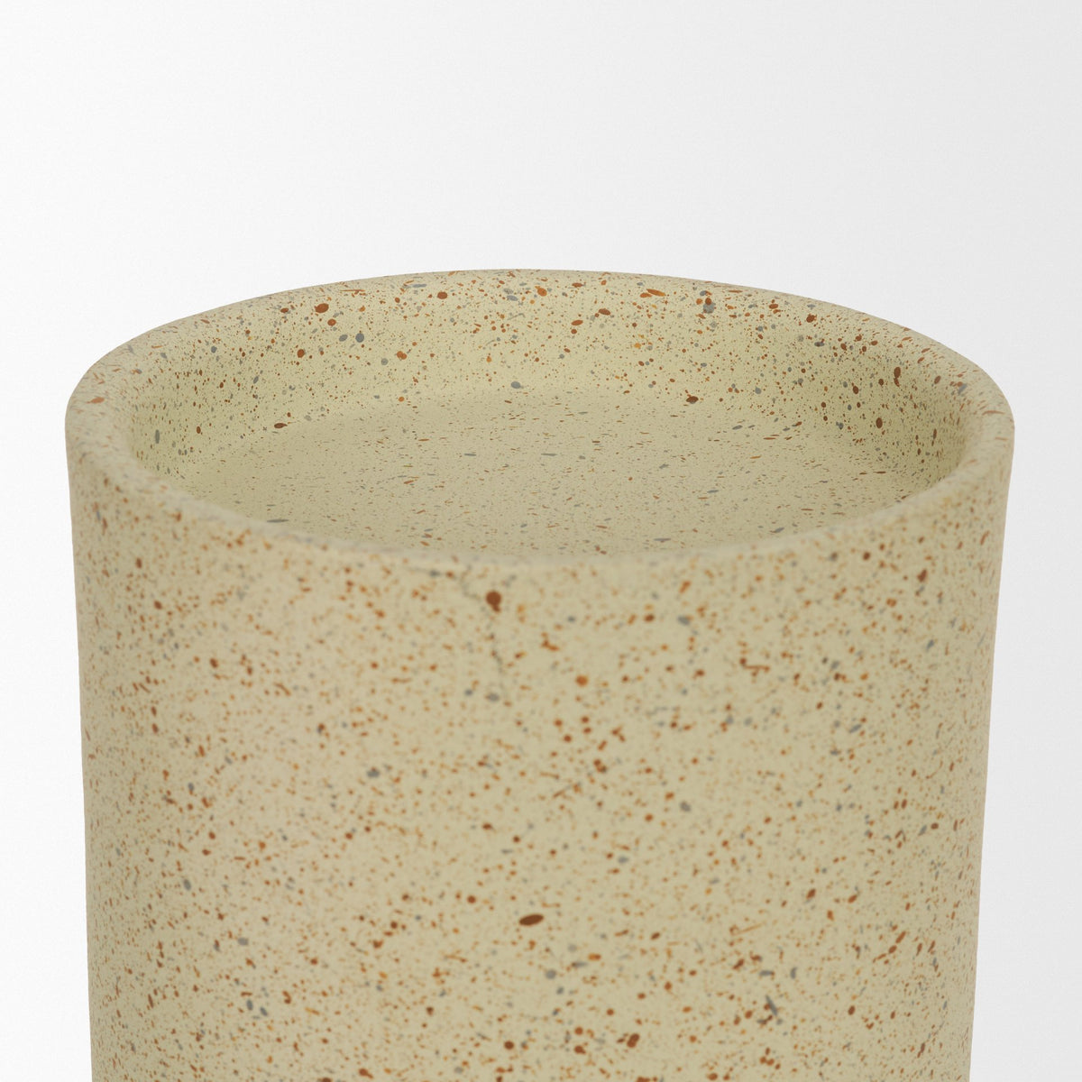 Akira Large Textured Beige Metal Pillar Candle Holder-Table Candle Holders-DECOROLALA