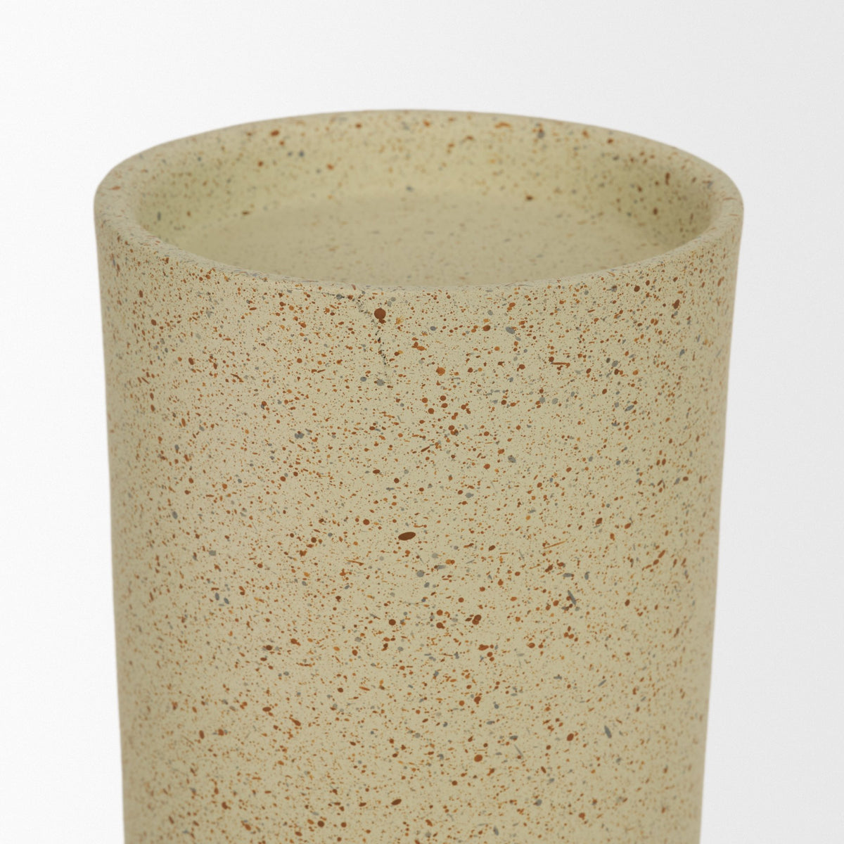 Akira Large Textured Beige Metal Pillar Candle Holder-Table Candle Holders-DECOROLALA