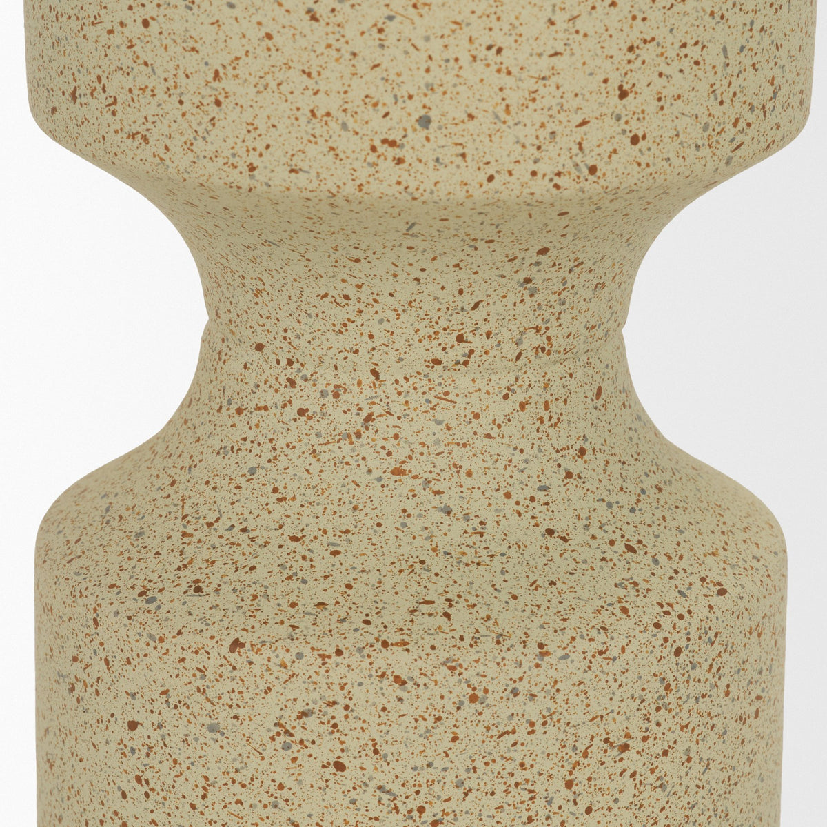 Akira Large Textured Beige Metal Pillar Candle Holder-Table Candle Holders-DECOROLALA