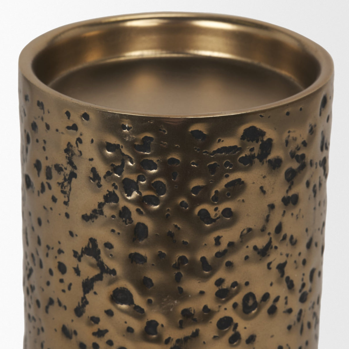 Akira Small Hammered Gold Metal Pillar Candle Holder-Table Candle Holders-DECOROLALA