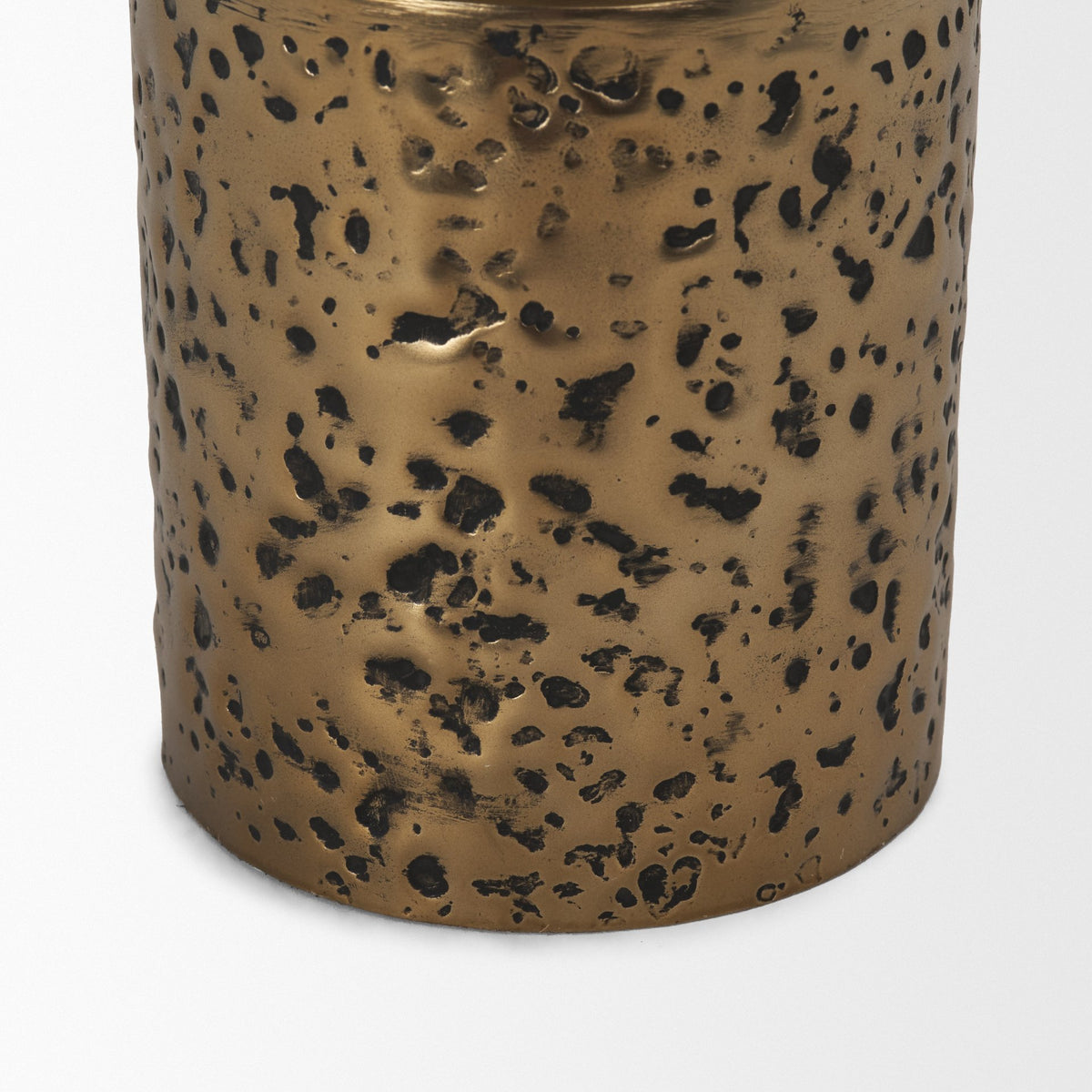 Akira Small Hammered Gold Metal Pillar Candle Holder-Table Candle Holders-DECOROLALA