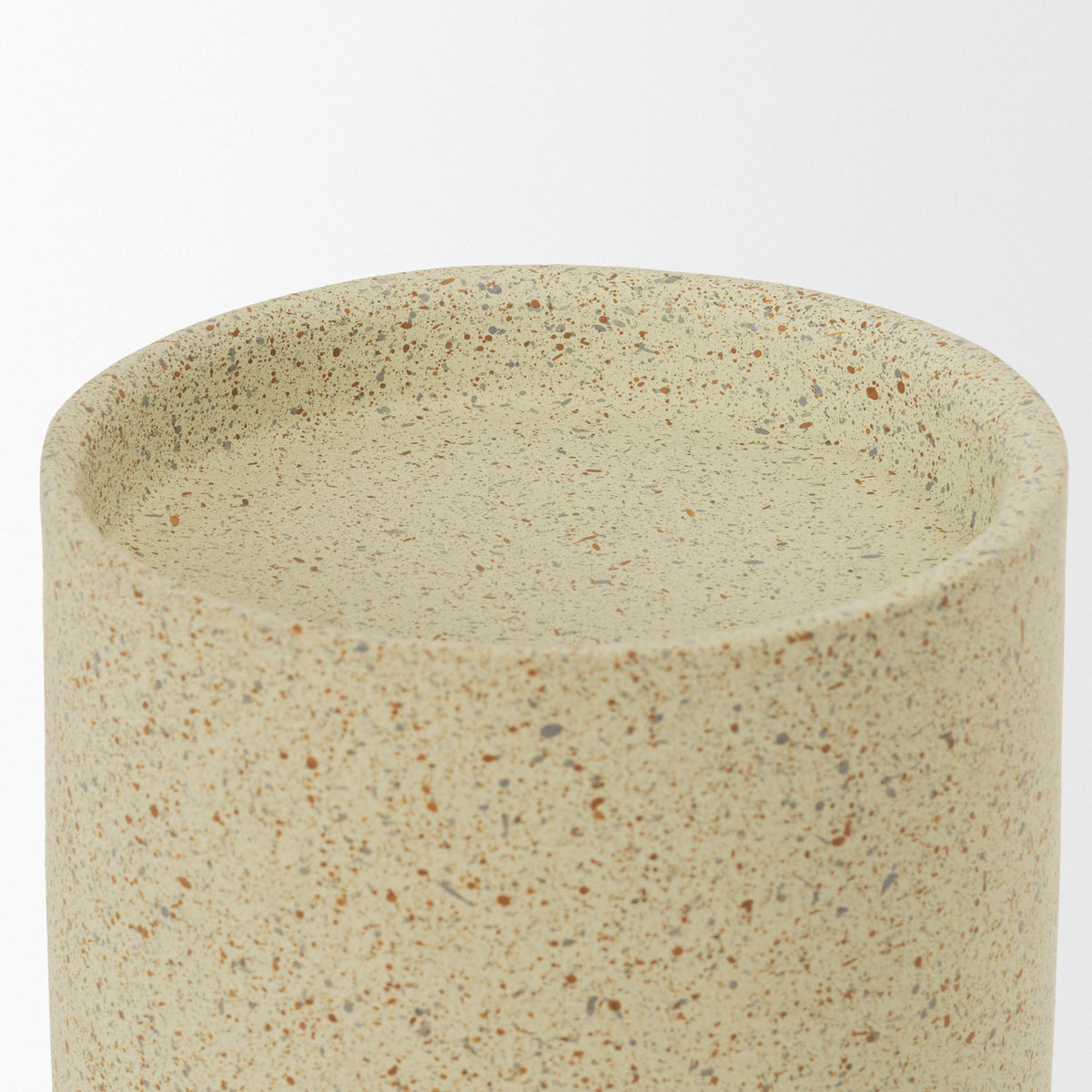 Akira Small Textured Beige Metal Pillar Candle Holder-Table Candle Holders-DECOROLALA