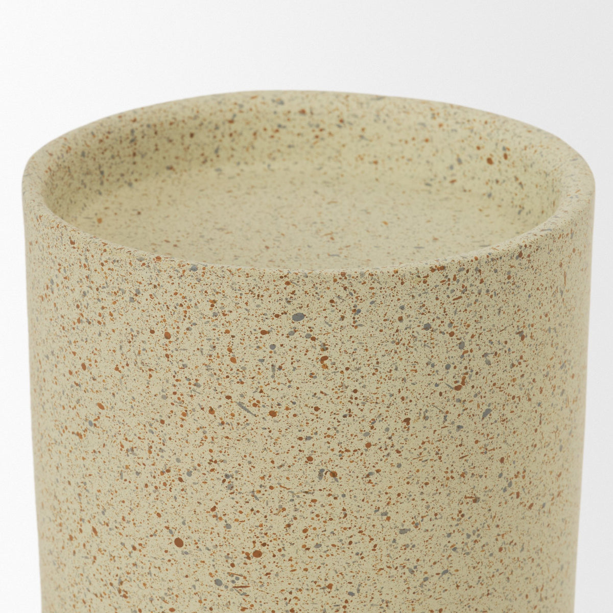 Akira Small Textured Beige Metal Pillar Candle Holder-Table Candle Holders-DECOROLALA