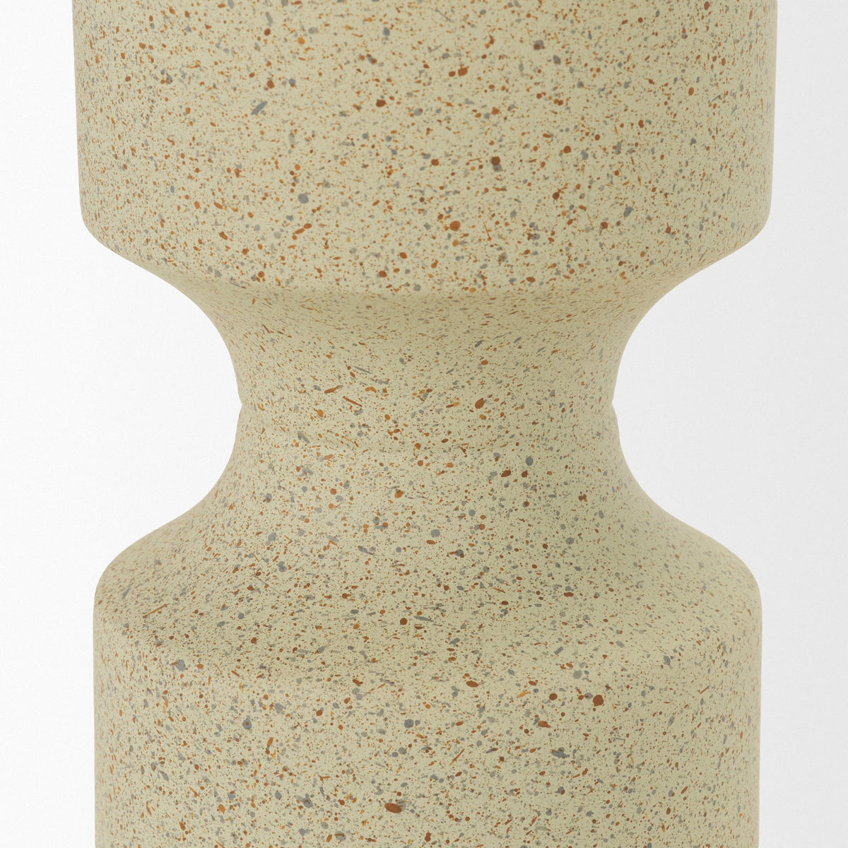 Akira Small Textured Beige Metal Pillar Candle Holder-Table Candle Holders-DECOROLALA