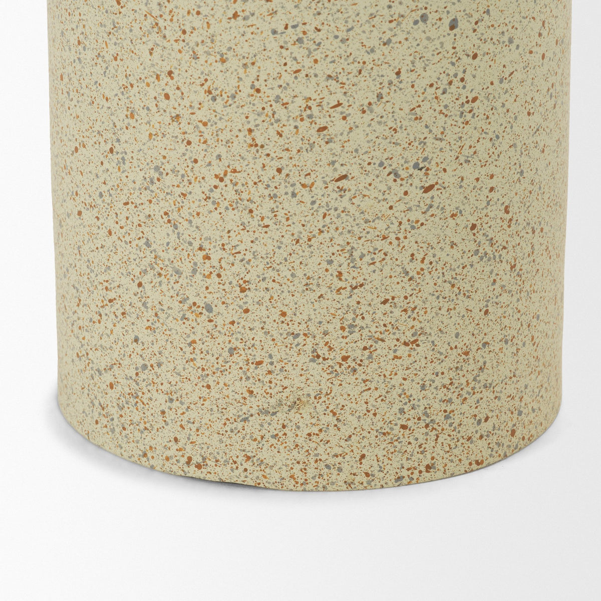 Akira Small Textured Beige Metal Pillar Candle Holder-Table Candle Holders-DECOROLALA