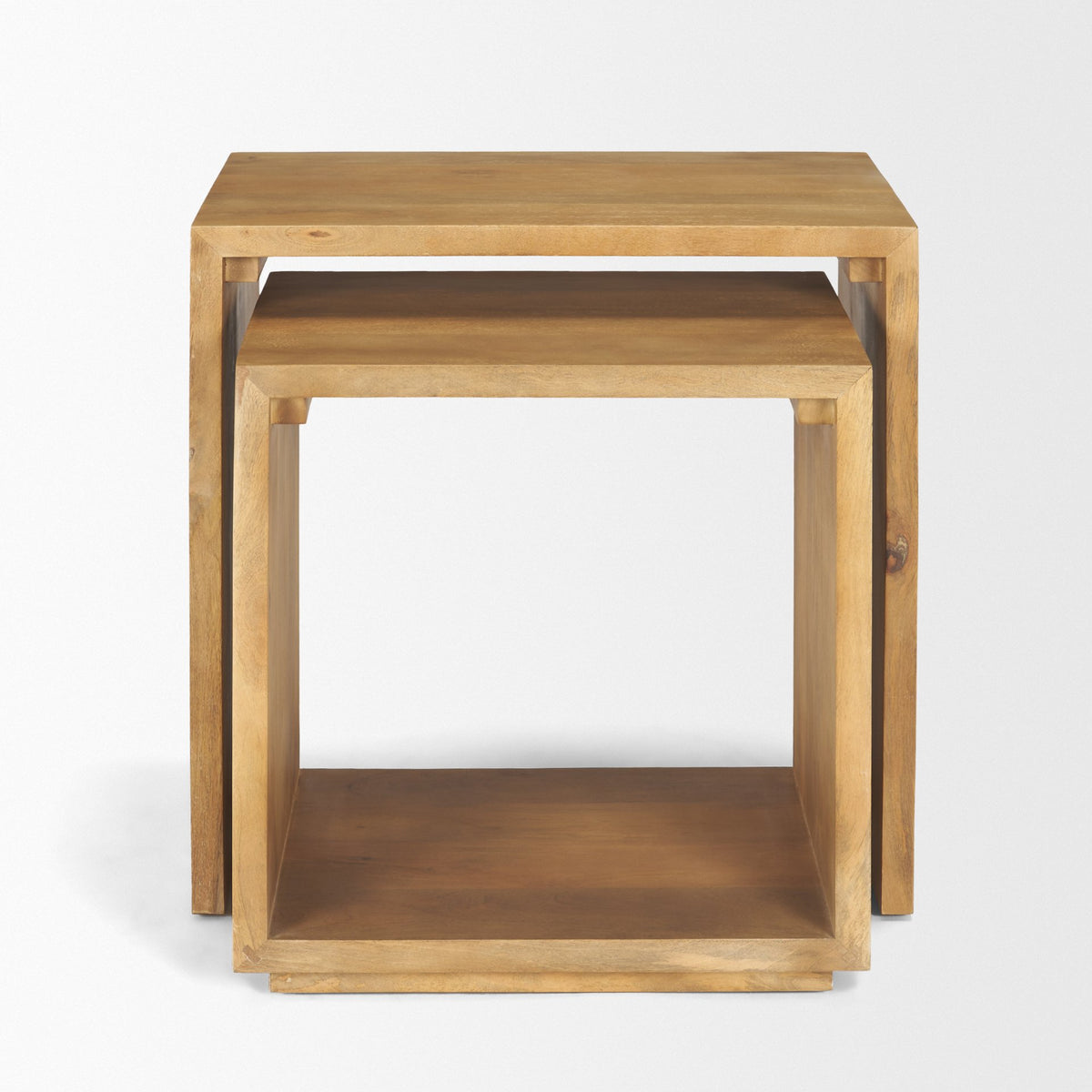 Alanna 22.0L x 15.0W x 22.0H Set of 2 Brown Wood Nesting Accent Tables-Accent Tables-DECOROLALA