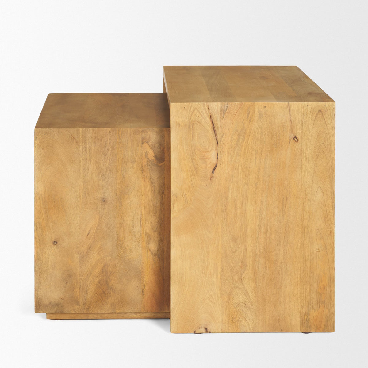 Alanna 22.0L x 15.0W x 22.0H Set of 2 Brown Wood Nesting Accent Tables-Accent Tables-DECOROLALA
