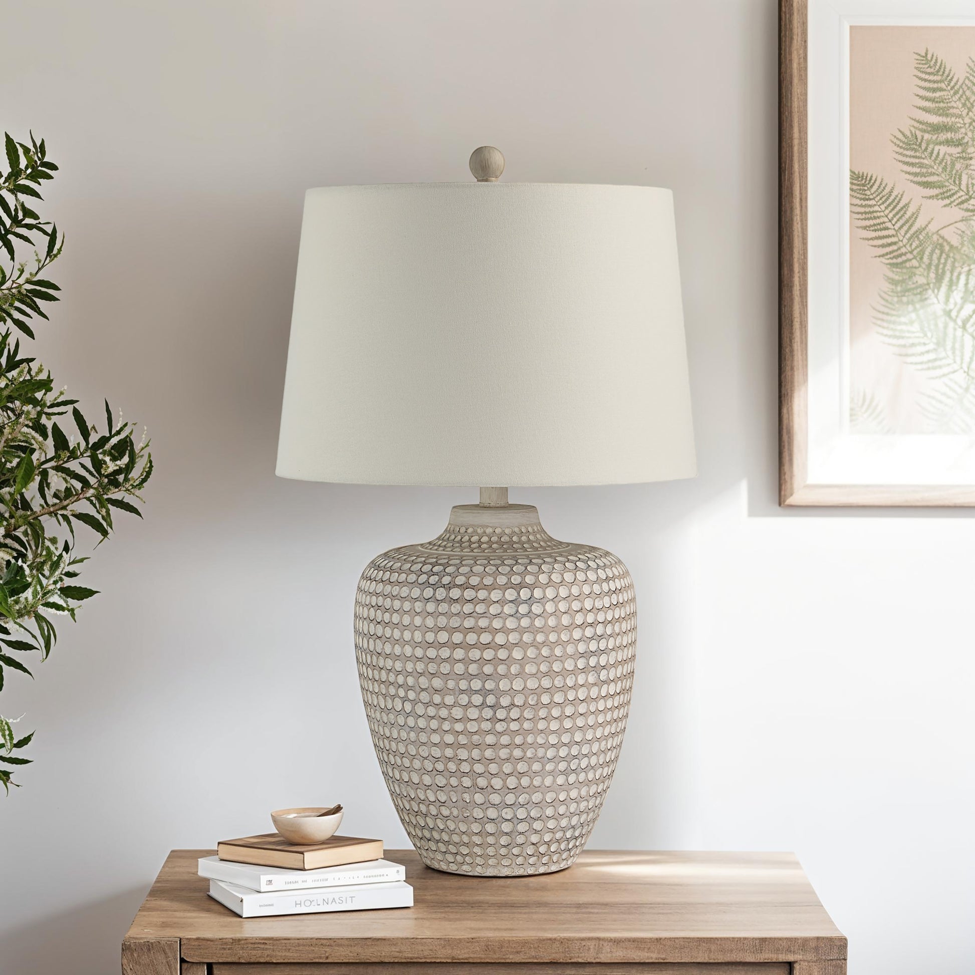 Albacete 25" Height Table Lamp, Cream-Table Lamp-DECOROLALA