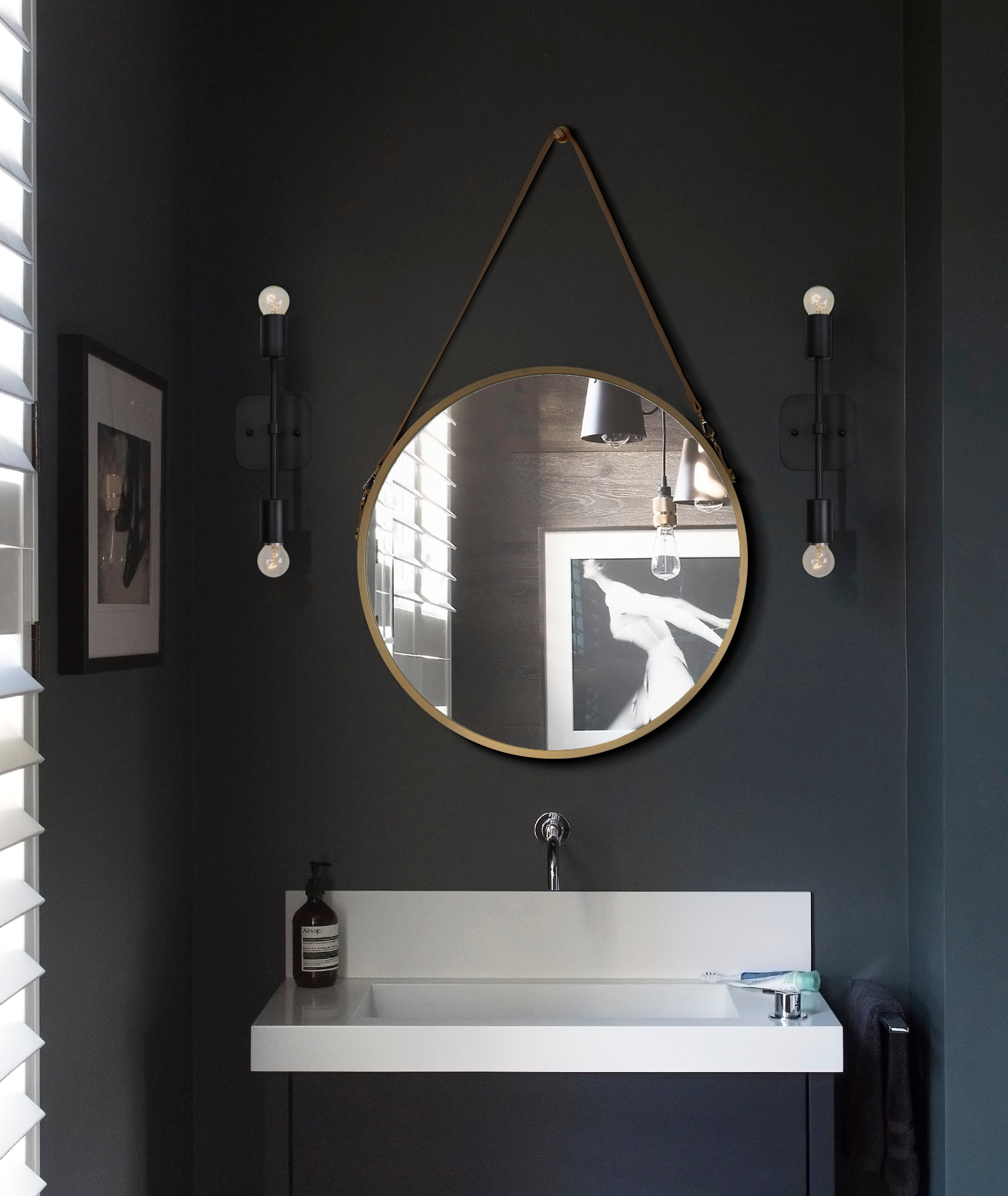 Albany I 13" Length Wall Sconce, Black-Wall Sconce-DECOROLALA