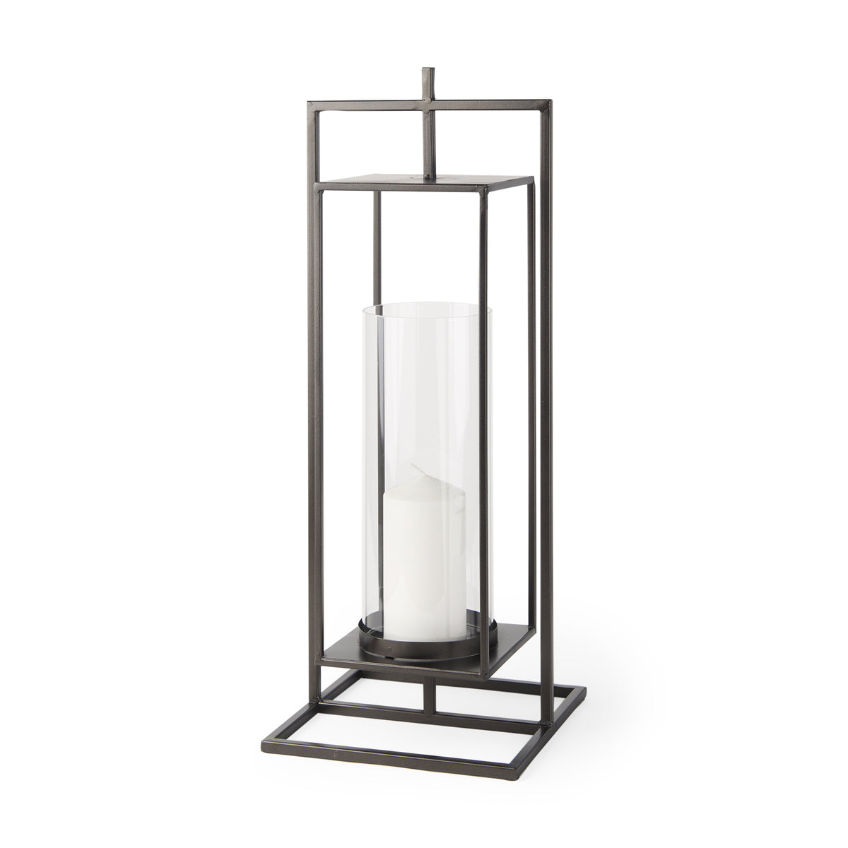 Albus I Large Black Metal Rectangular Table Candle Holder-Table Candle Holders-DECOROLALA