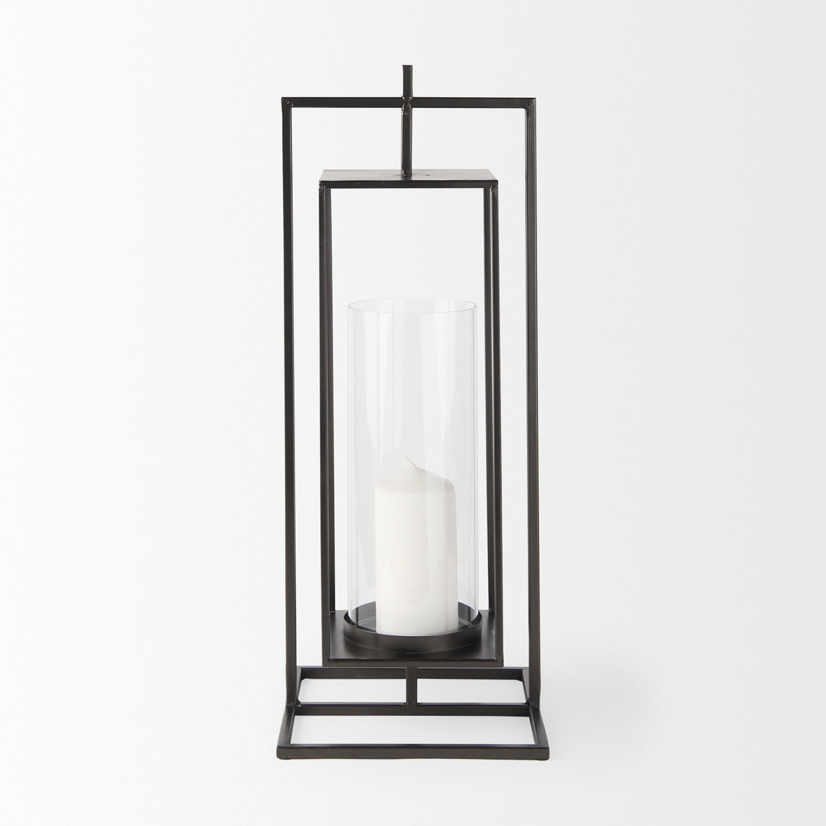 Albus I Large Black Metal Rectangular Table Candle Holder-Table Candle Holders-DECOROLALA
