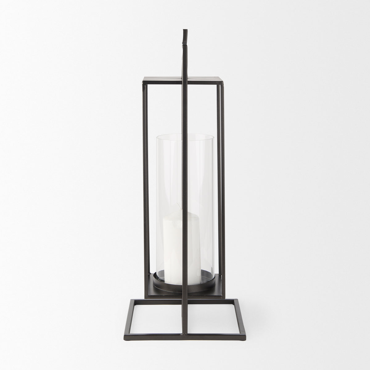 Albus I Large Black Metal Rectangular Table Candle Holder-Table Candle Holders-DECOROLALA