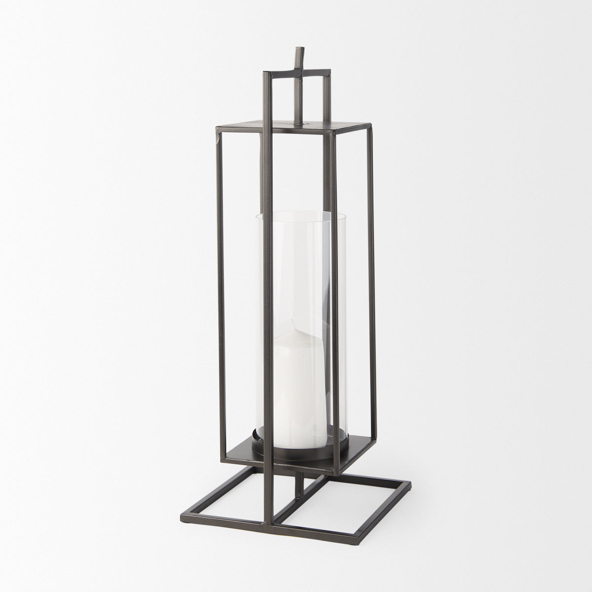 Albus I Large Black Metal Rectangular Table Candle Holder-Table Candle Holders-DECOROLALA