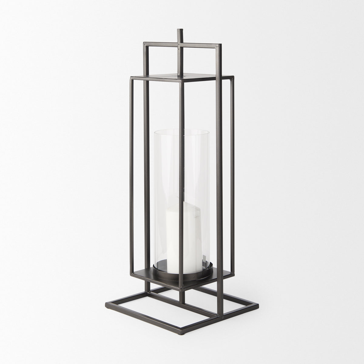 Albus I Large Black Metal Rectangular Table Candle Holder-Table Candle Holders-DECOROLALA