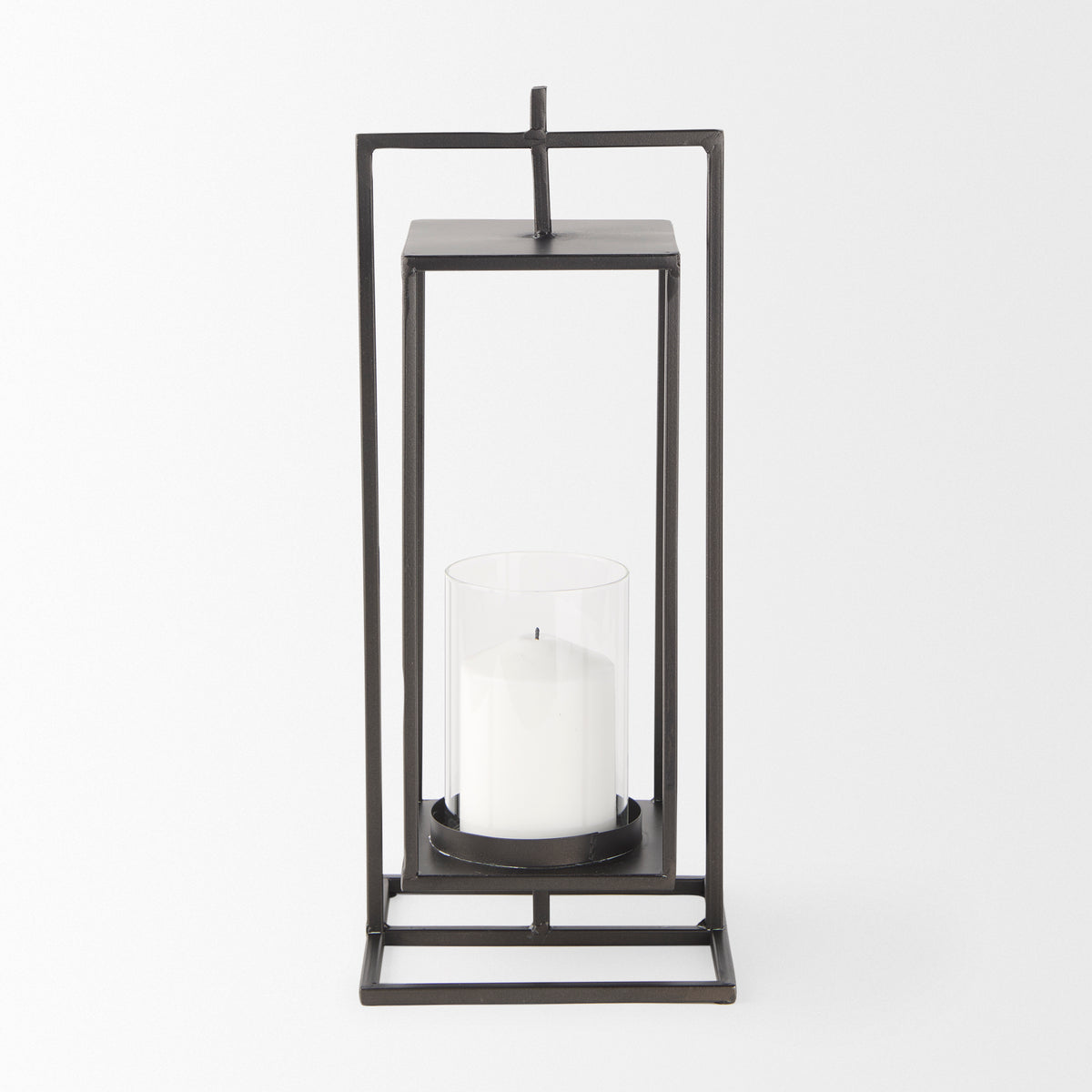 Albus II Small Black Metal Rectangular Table Candle Holder-Table Candle Holders-DECOROLALA