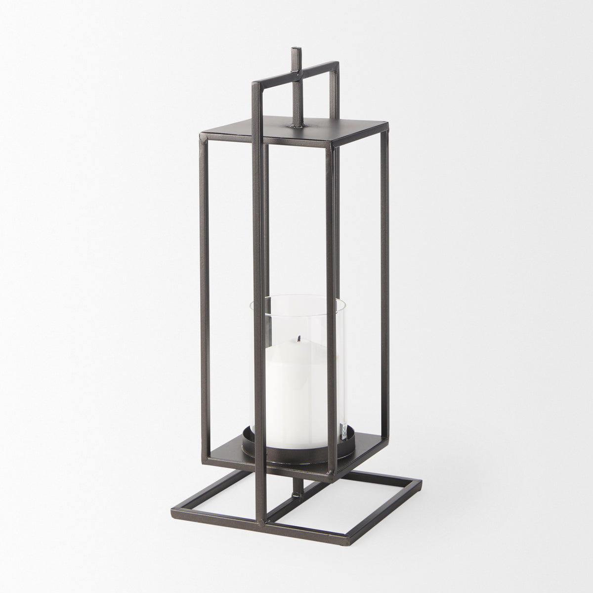 Albus II Small Black Metal Rectangular Table Candle Holder-Table Candle Holders-DECOROLALA
