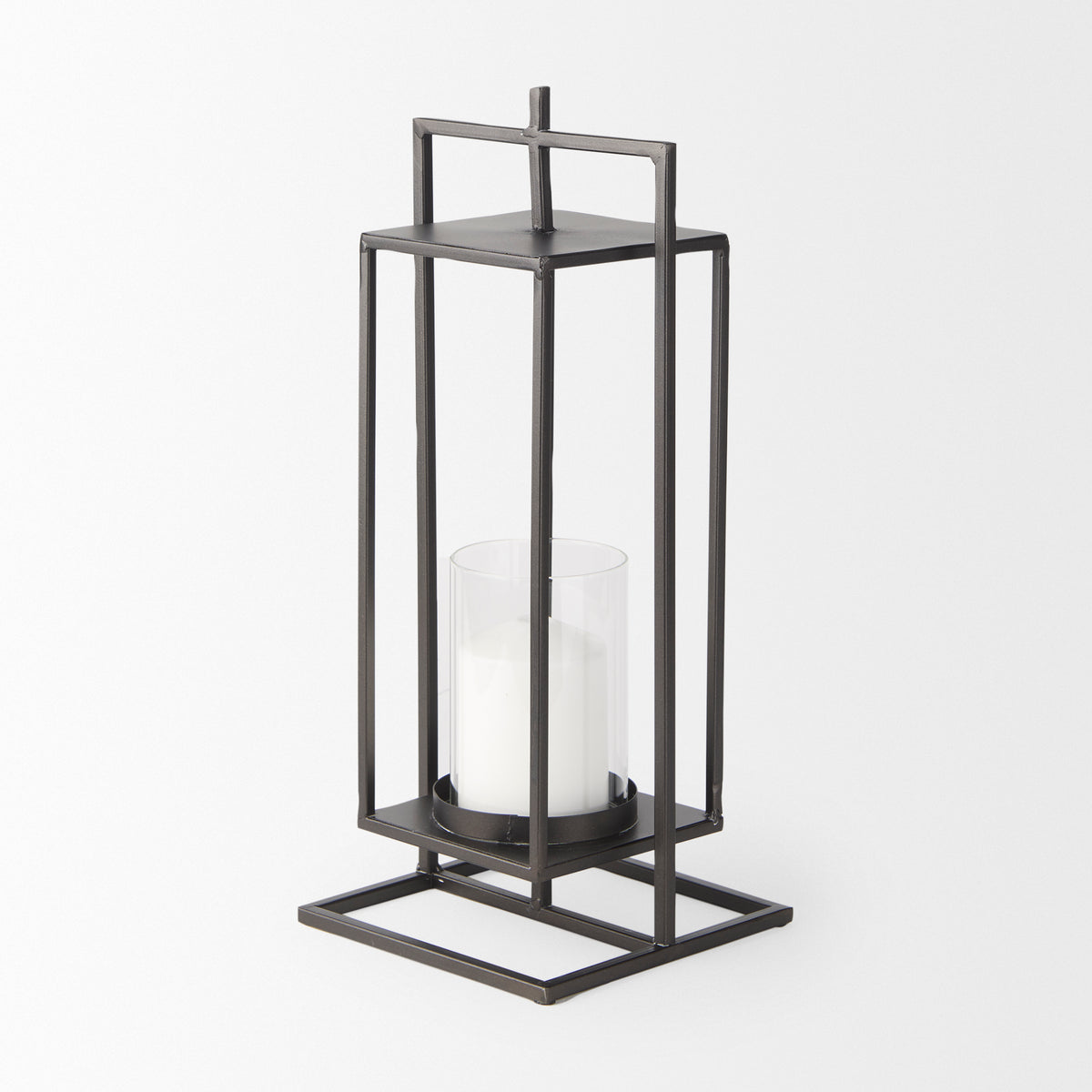 Albus II Small Black Metal Rectangular Table Candle Holder-Table Candle Holders-DECOROLALA