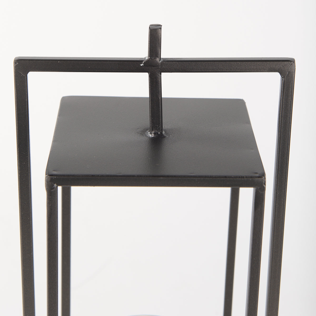Albus II Small Black Metal Rectangular Table Candle Holder-Table Candle Holders-DECOROLALA