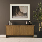Alcott Brown Wood 4 Door Closed Sideboard-Sideboards & Buffets-DECOROLALA