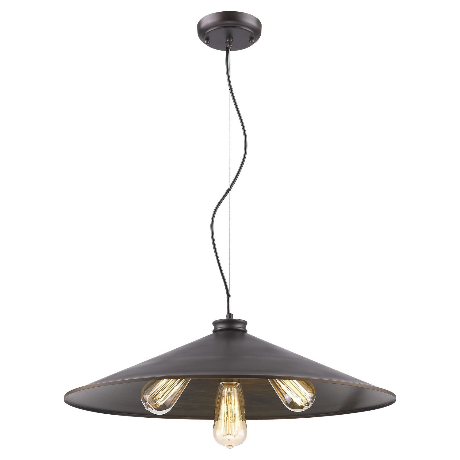 Alcove 4-Light Oil-Rubbed Bronze Pendant With Raw Brass Interior Shade-Pendants-Hanging Lights-DECOROLALA