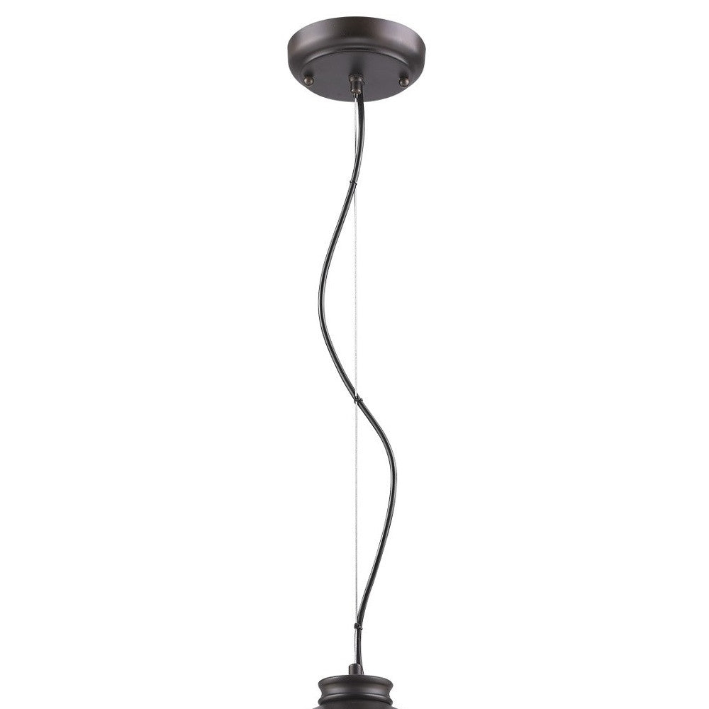 Alcove 4-Light Oil-Rubbed Bronze Pendant With Raw Brass Interior Shade-Pendants-Hanging Lights-DECOROLALA