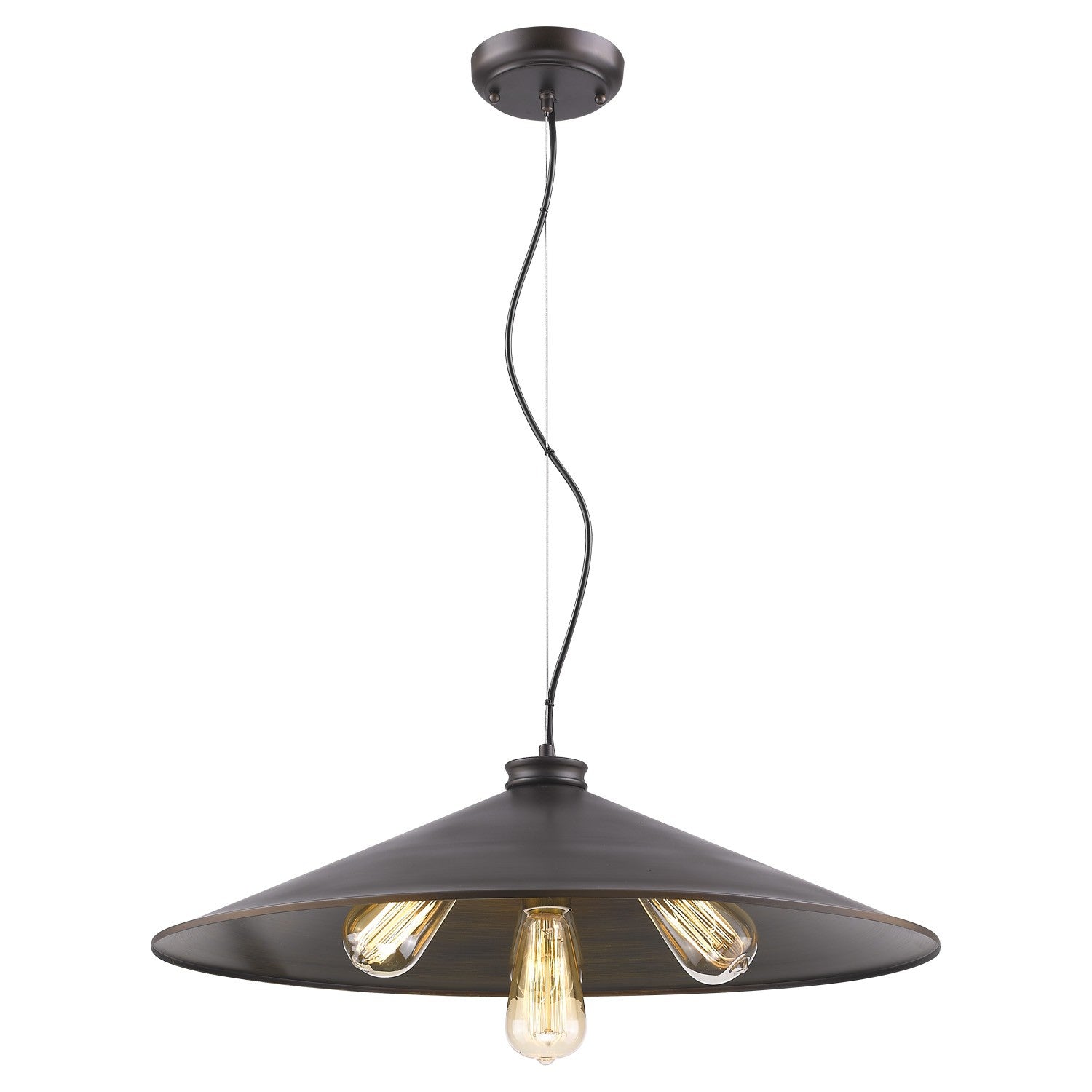 Alcove 4-Light Oil-Rubbed Bronze Pendant With Raw Brass Interior Shade-Pendants-Hanging Lights-DECOROLALA