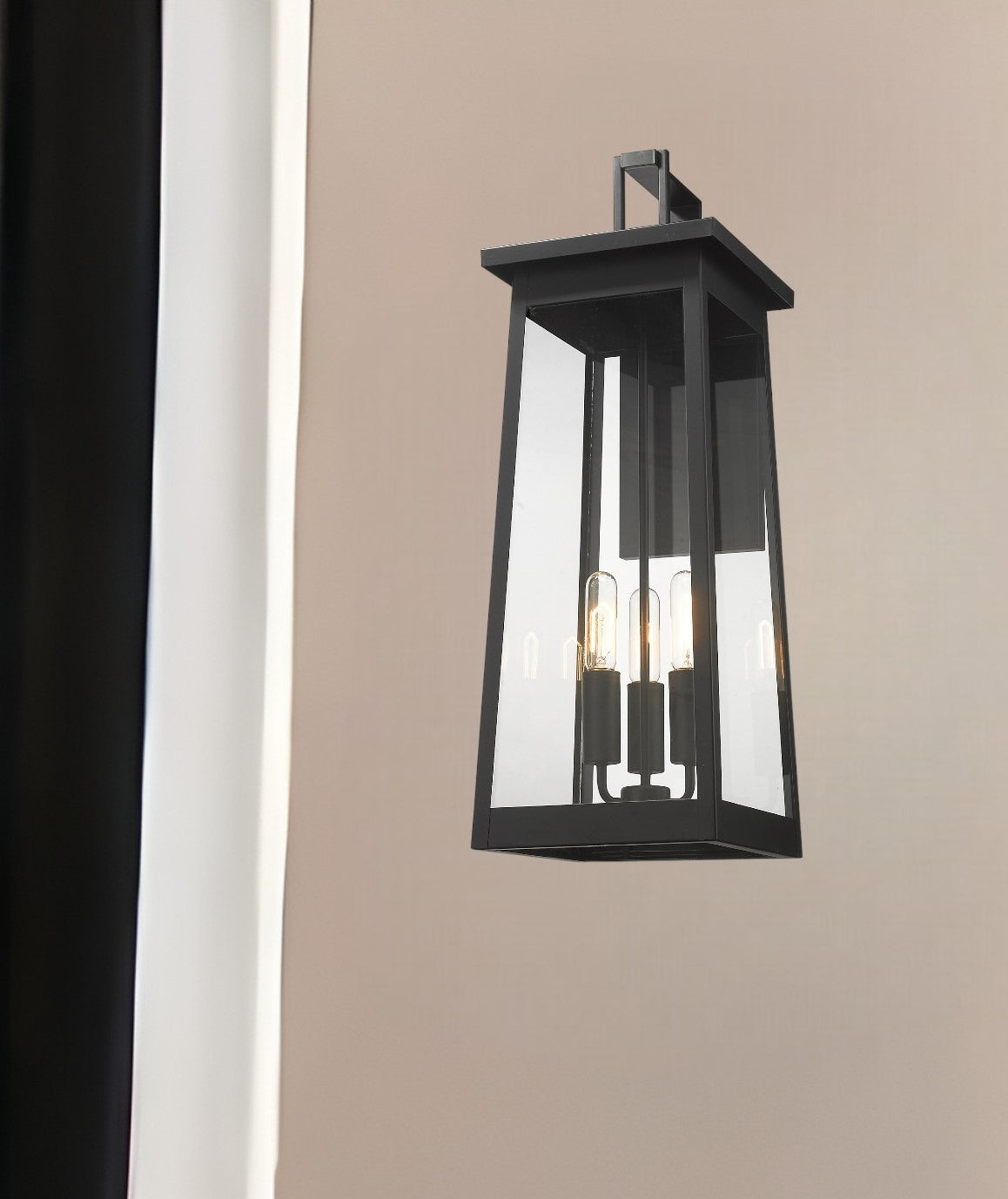 Alden 3-Light Matte Black Wall Light-Outdoor Lighting-DECOROLALA