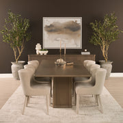 Alden 84"L x 40"W Rectangular Pedestal Dining Table | Modern | Brown Wood | Seats 8-Dining Tables-DECOROLALA