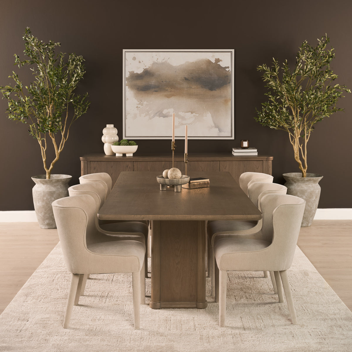 Alden Medium Brown Wood 4-Door Closed Sideboard-Sideboards & Buffets-DECOROLALA