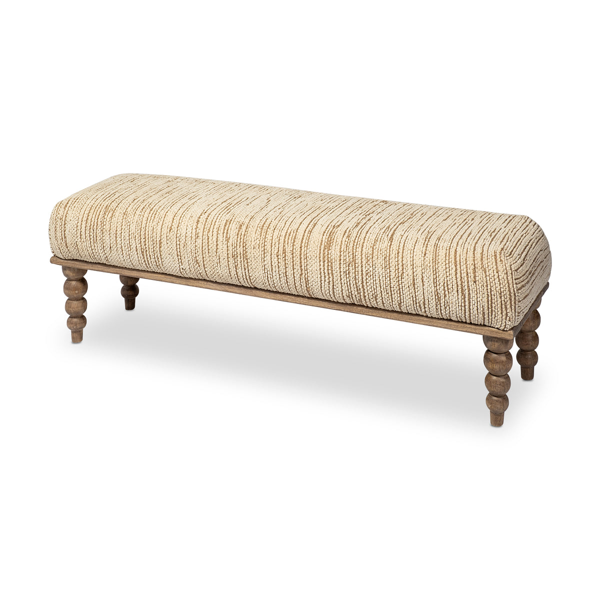 Alder II 55L x 16W Cream Upholstered Seat Wooden Base Accent Bench-Benches-DECOROLALA