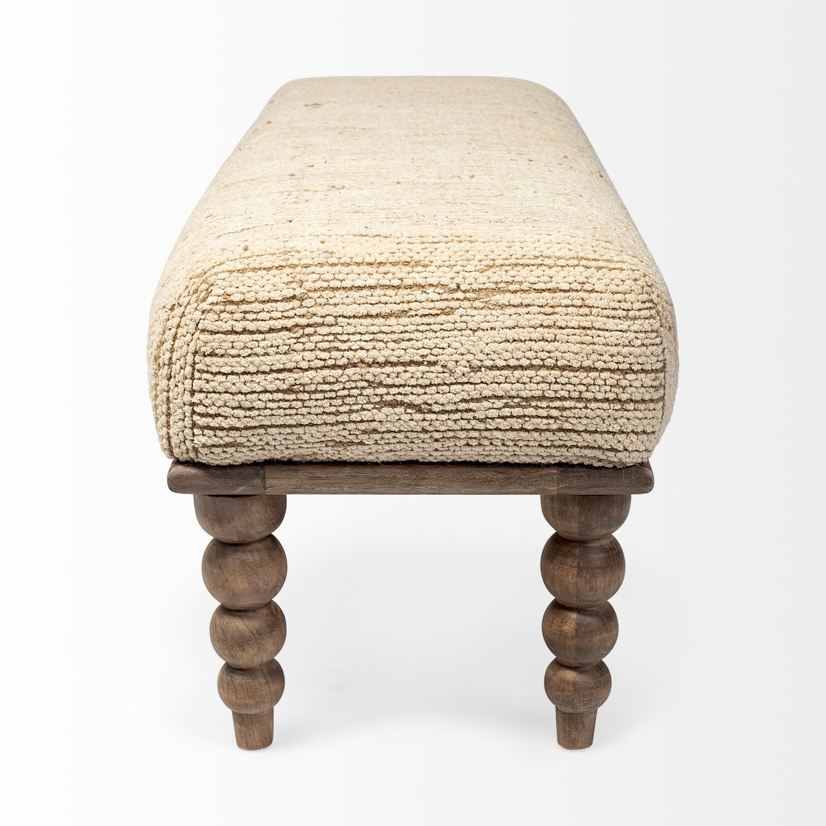 Alder II 55L x 16W Cream Upholstered Seat Wooden Base Accent Bench-Benches-DECOROLALA