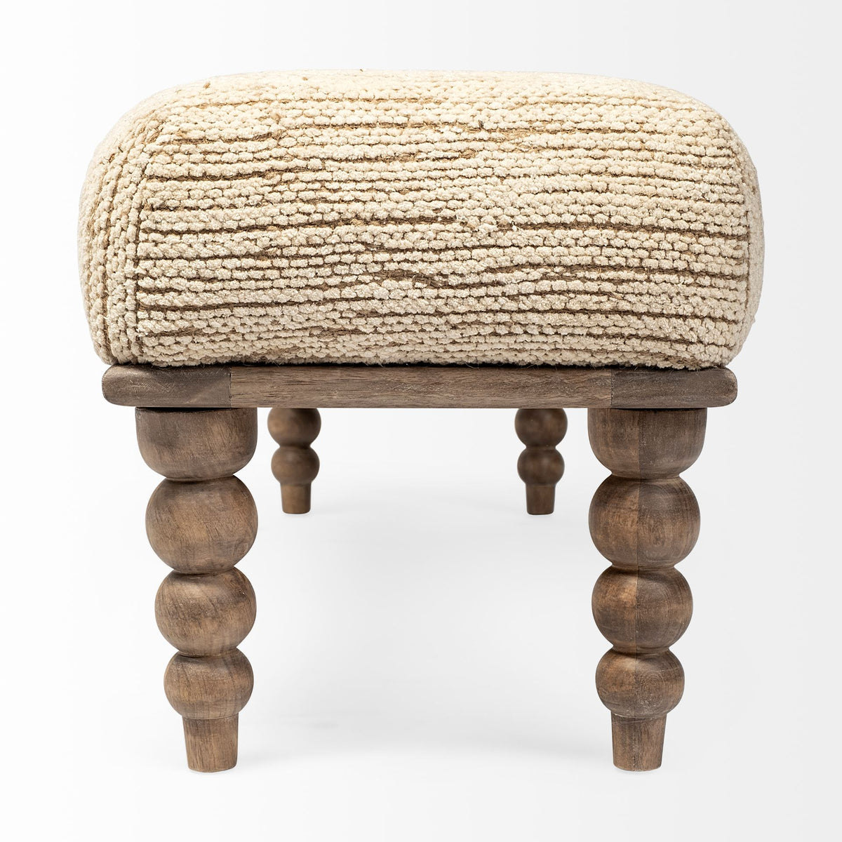 Alder II 55L x 16W Cream Upholstered Seat Wooden Base Accent Bench-Benches-DECOROLALA
