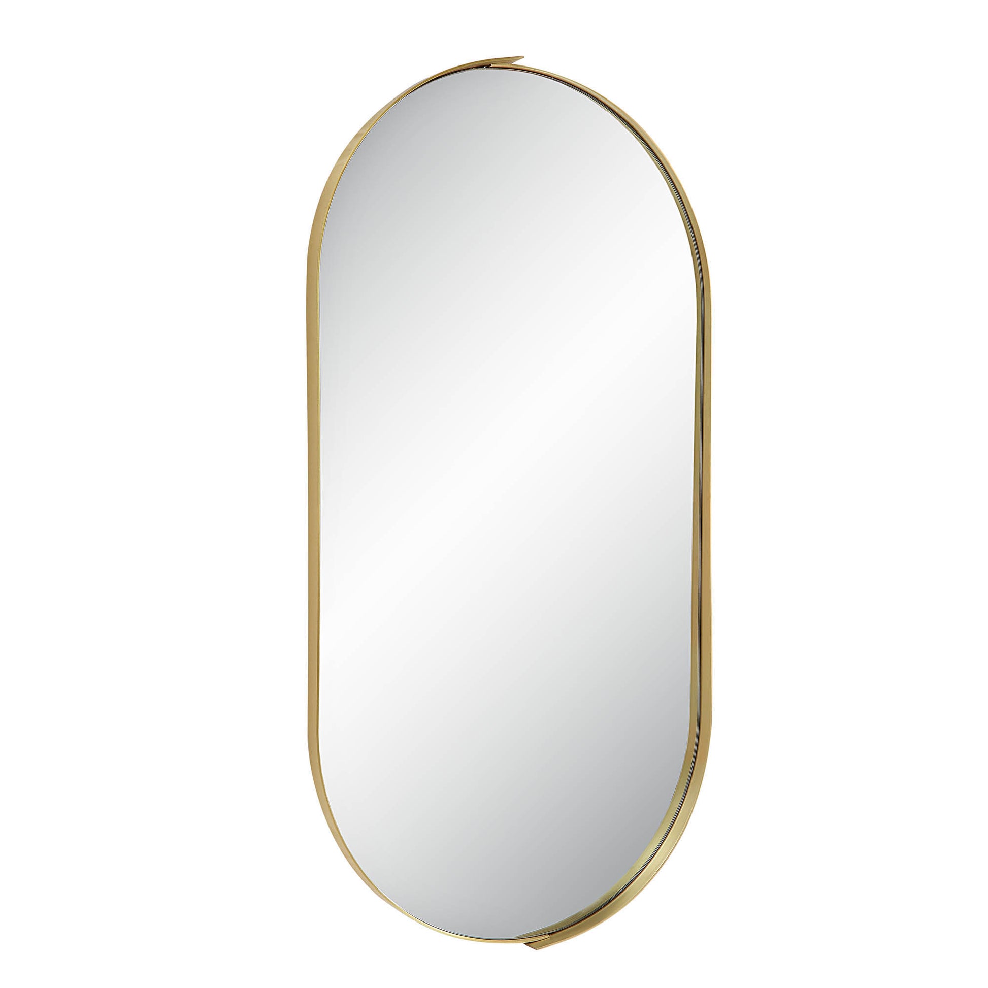 Aleah 40" Tall Oval Wall Mirror, Yellow-Mirror-DECOROLALA