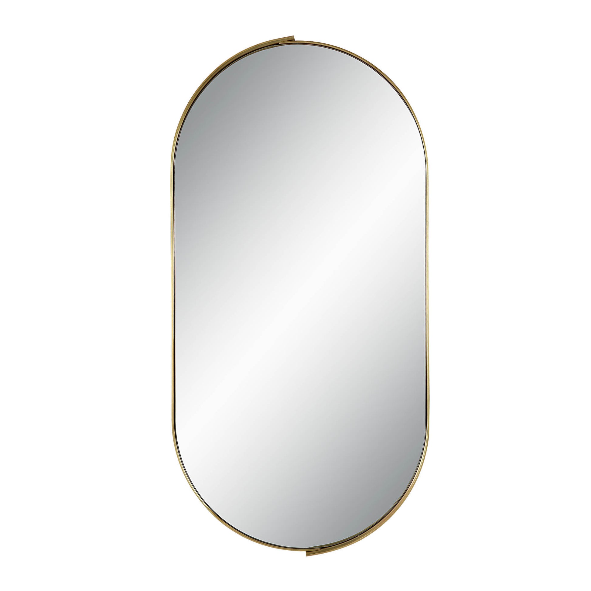 Aleah 40" Tall Oval Wall Mirror, Yellow-Mirror-DECOROLALA