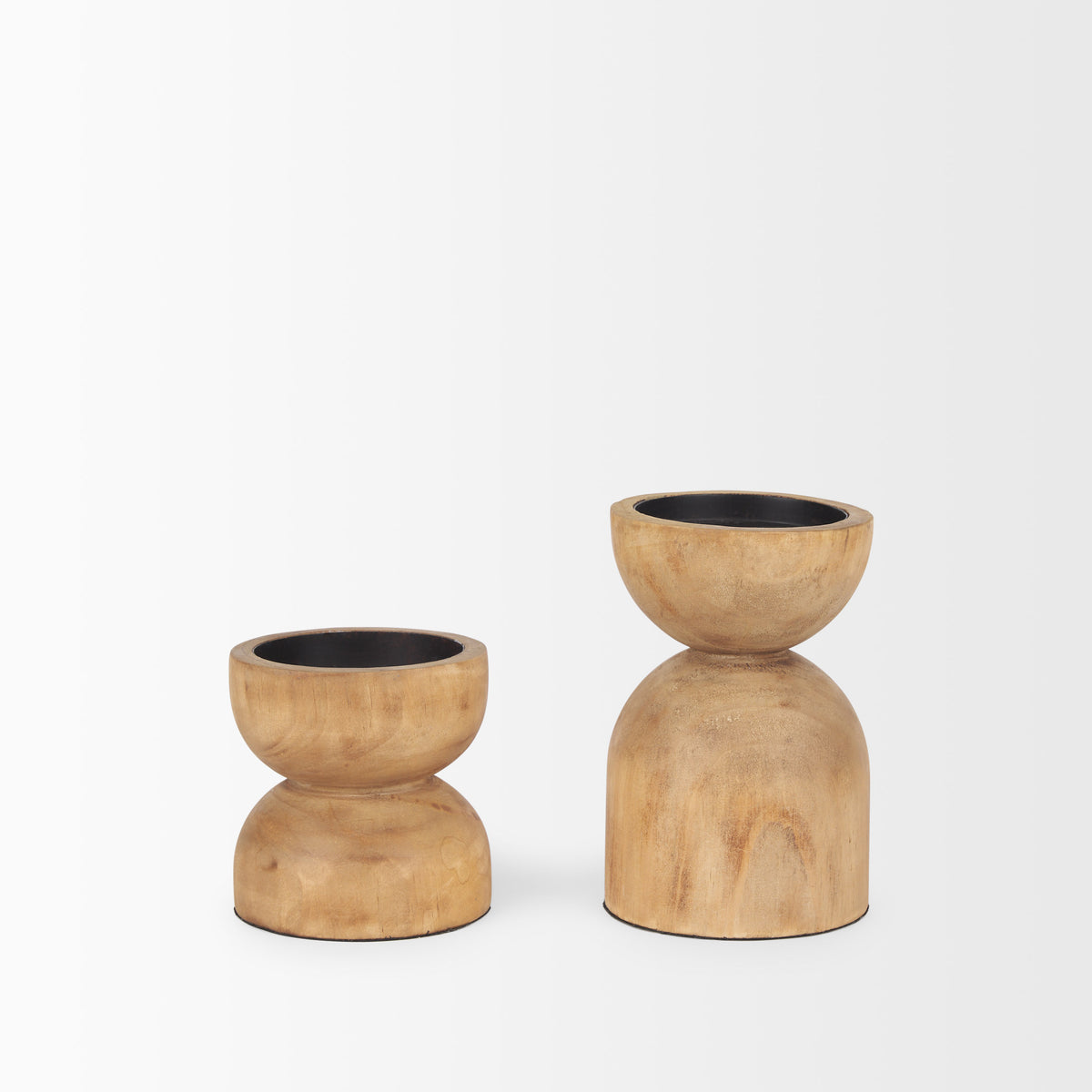 Aleena Wooden Candle Holder (Set of 2)-Table Candle Holders-DECOROLALA