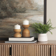 Aleena Wooden Candle Holder (Set of 2)-Table Candle Holders-DECOROLALA