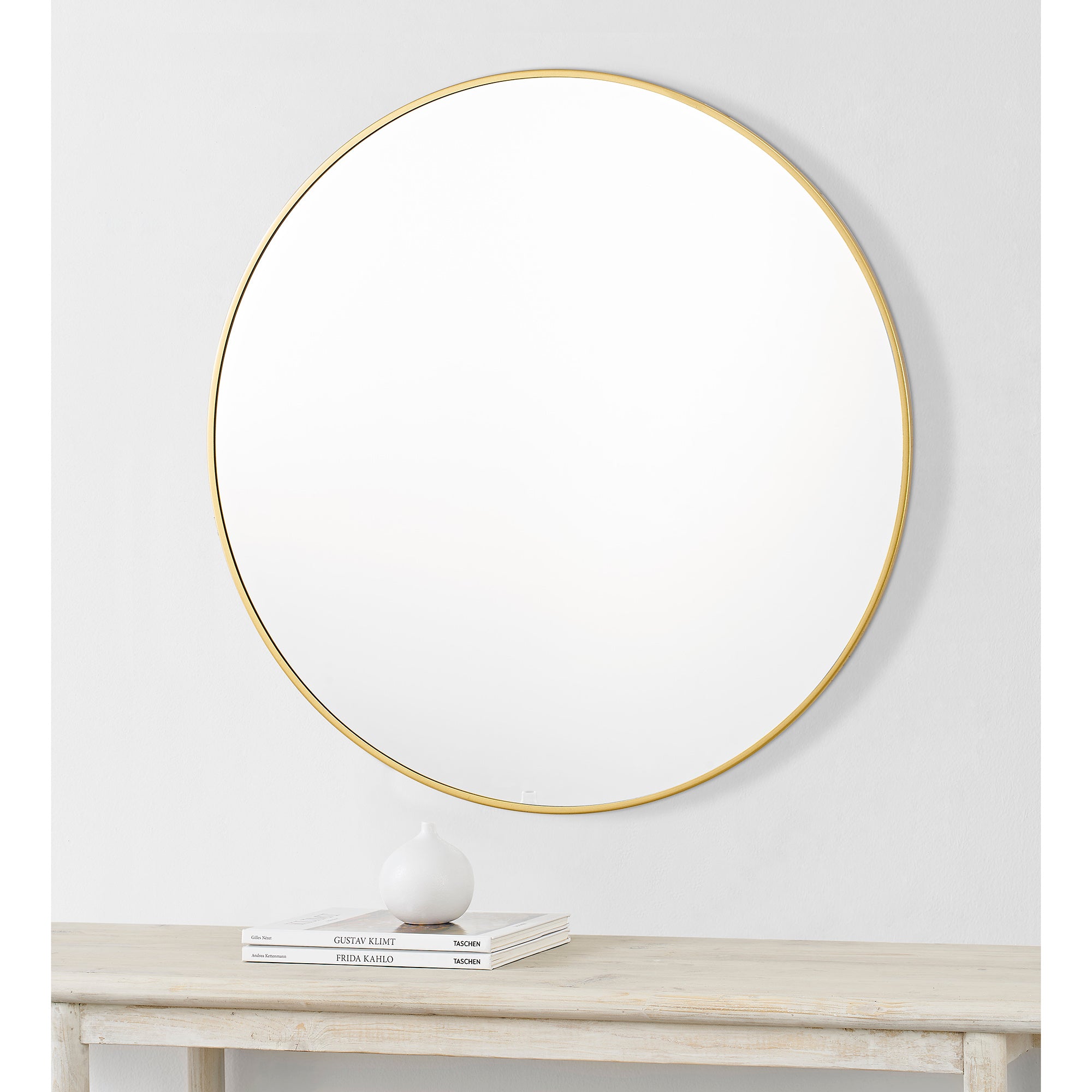 Alegre 30" Tall Round Wall Mirror, Yellow-Mirror-DECOROLALA