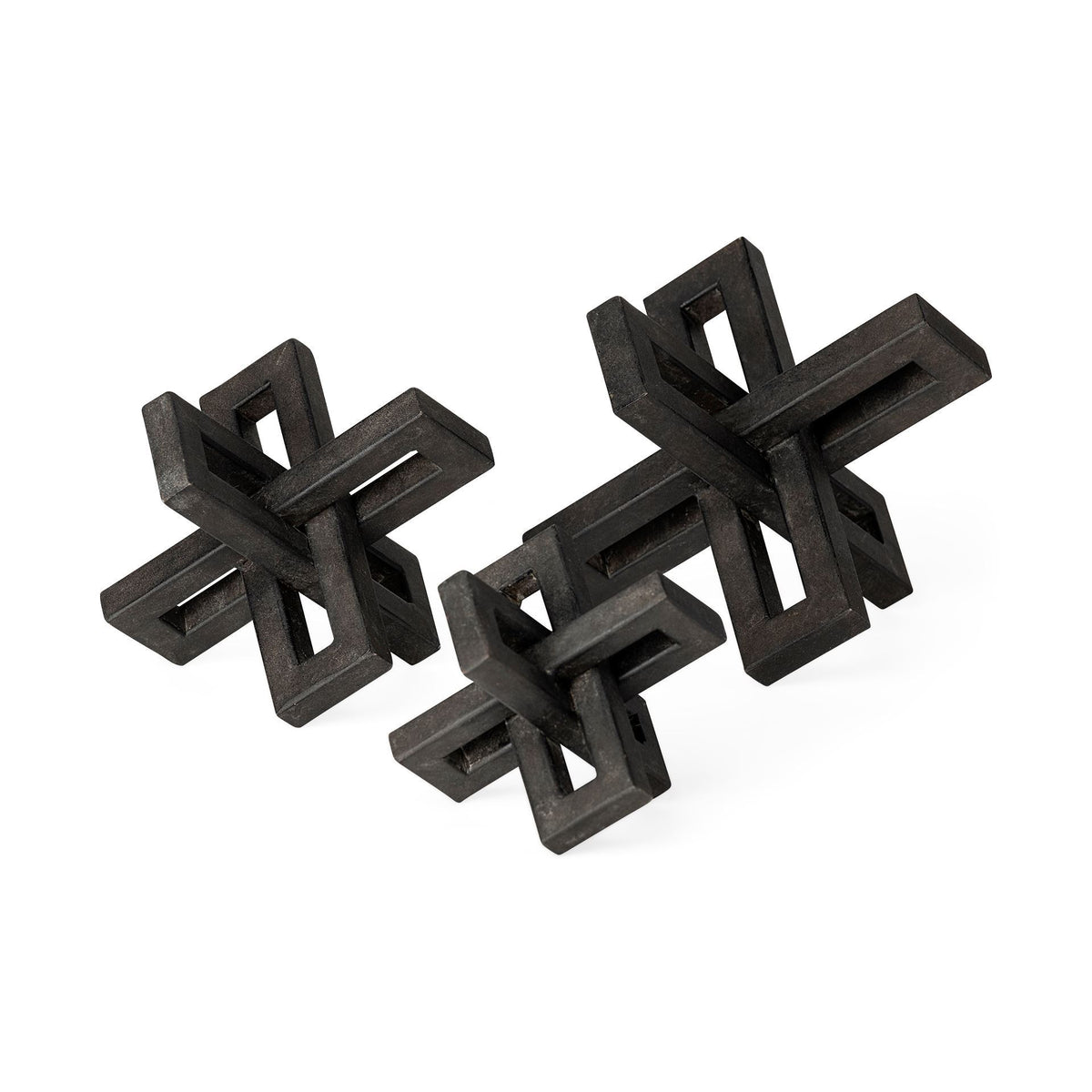 Aleph (Set of 3) Black Metal Small Medium & Large Jacks-Objects-DECOROLALA
