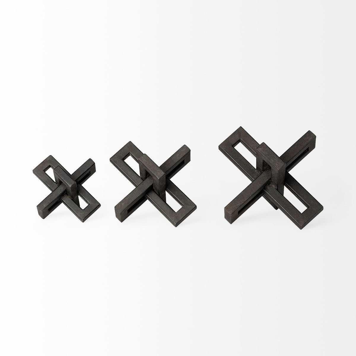 Aleph (Set of 3) Black Metal Small Medium & Large Jacks-Objects-DECOROLALA
