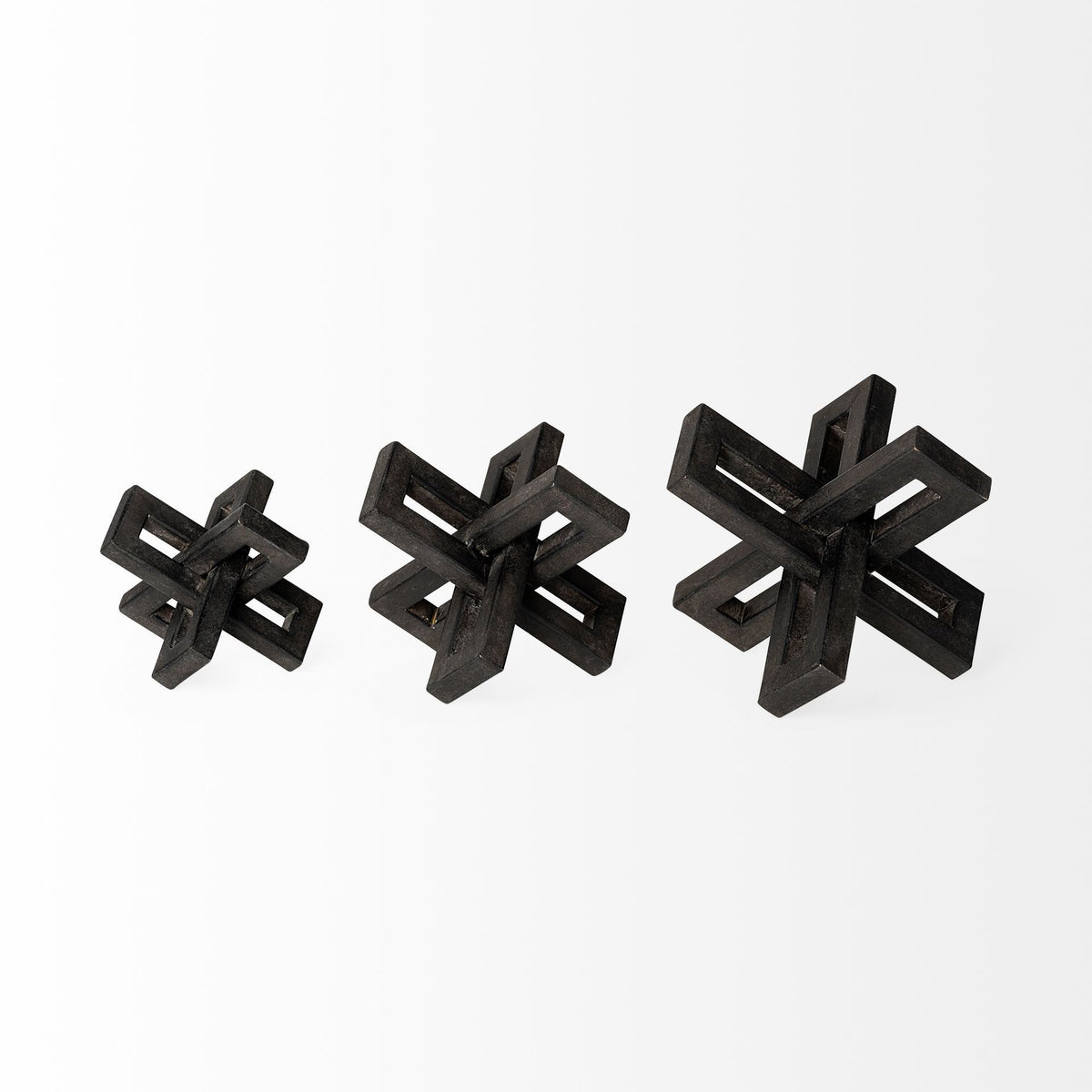 Aleph (Set of 3) Black Metal Small Medium & Large Jacks-Objects-DECOROLALA