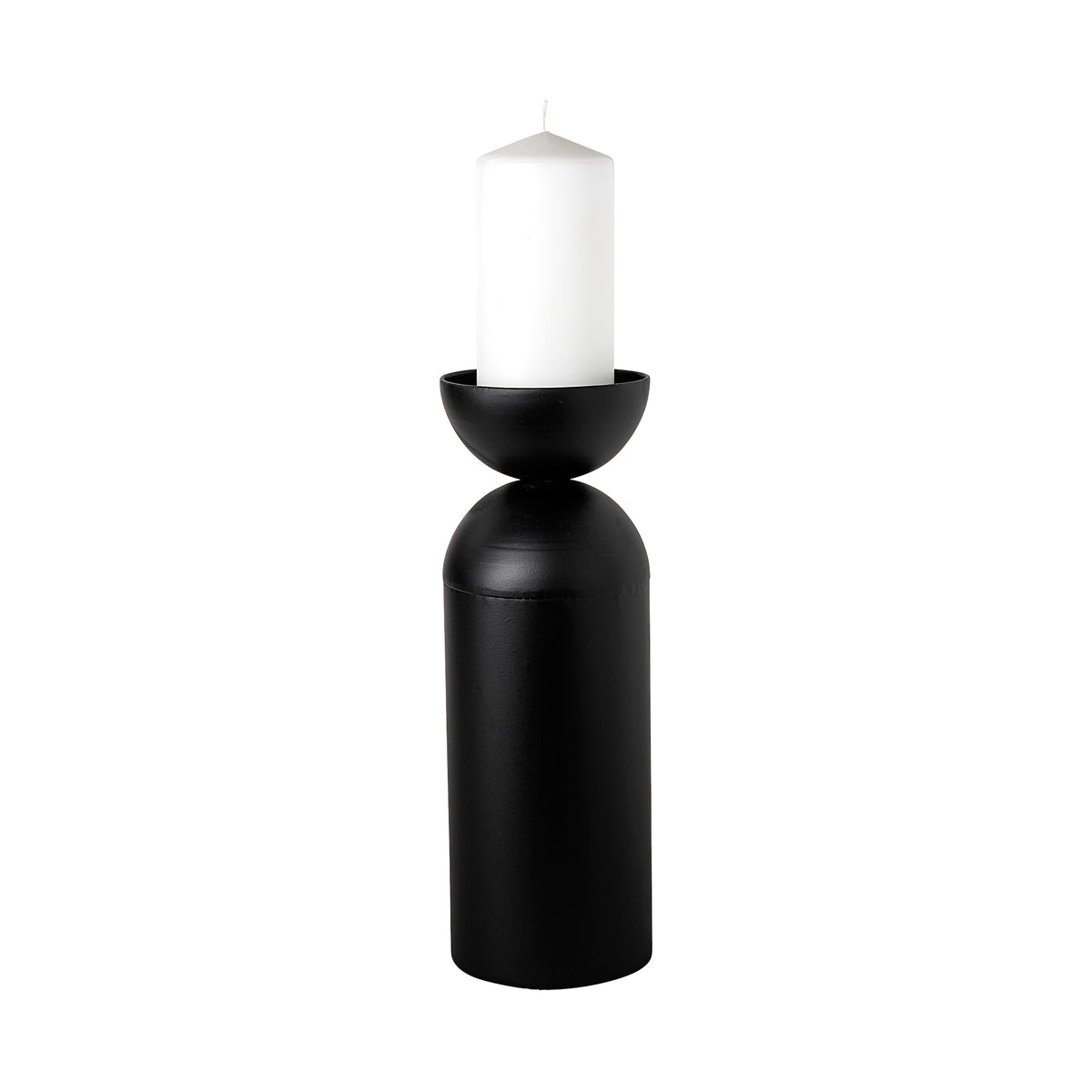 Alex Large Black Metal Cylindrical Table Candle Holder-Table Candle Holders-DECOROLALA