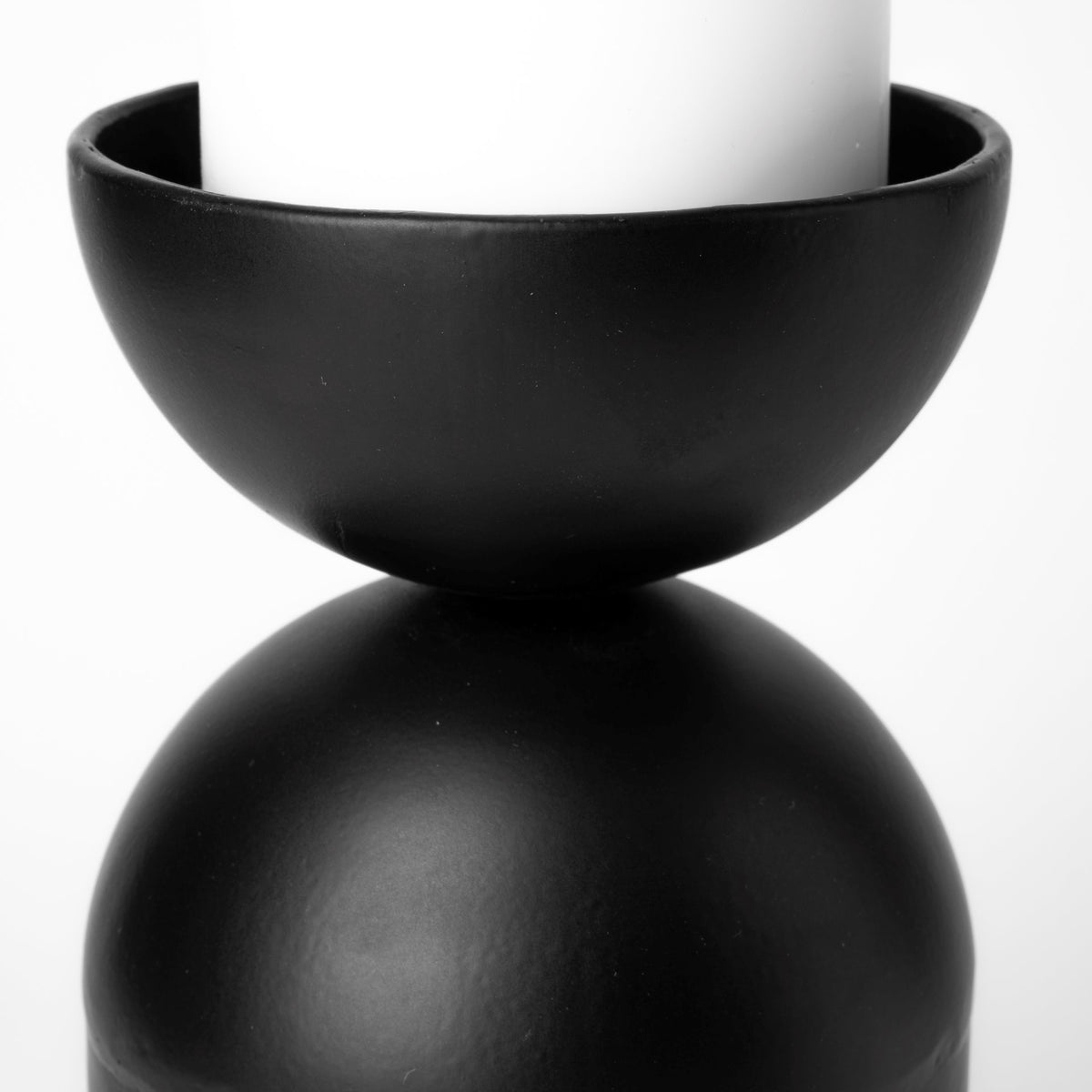 Alex Large Black Metal Cylindrical Table Candle Holder-Table Candle Holders-DECOROLALA
