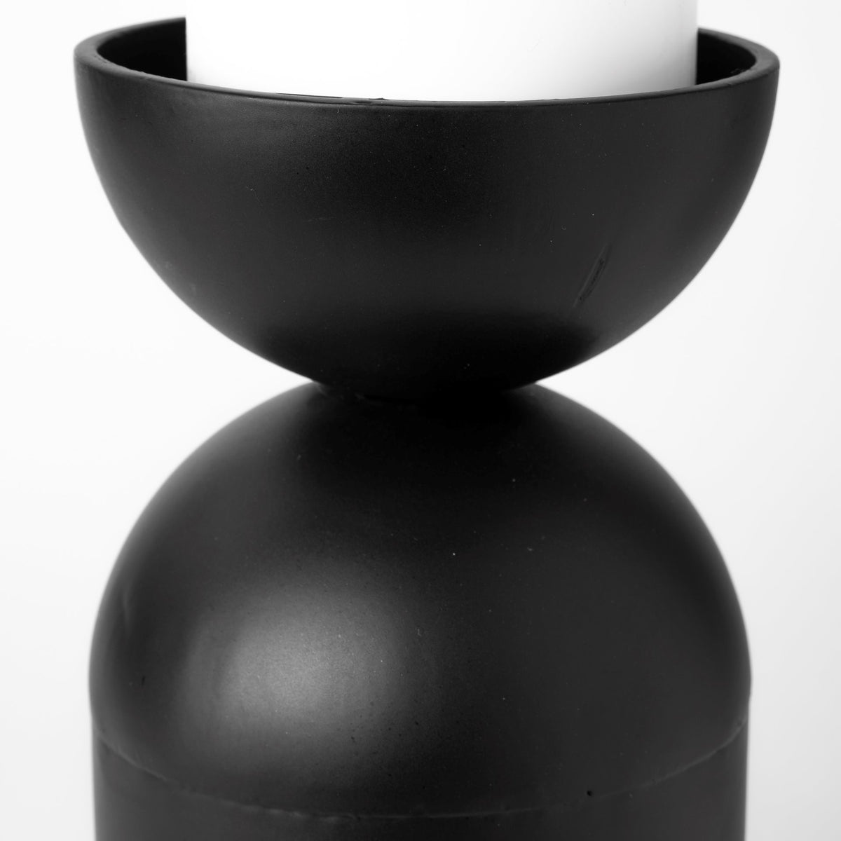 Alex Small Black Metal Cylindrical Table Candle Holder-Table Candle Holders-DECOROLALA